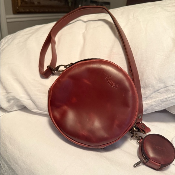 Love 41 chestnut Leather Crossbody Bag with Coin Pouch - Picture 5 of 7